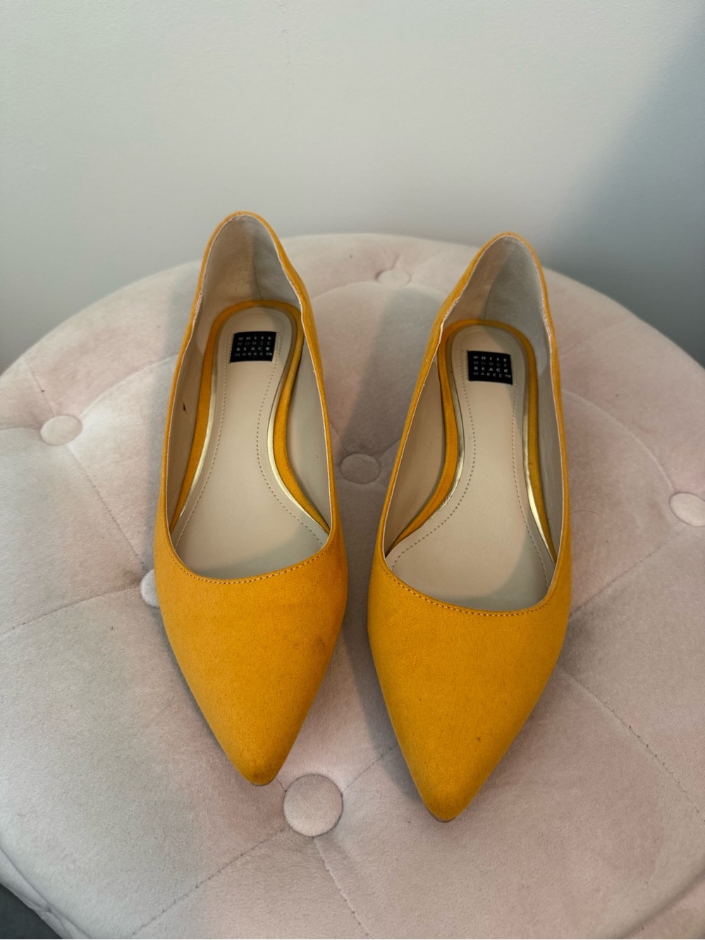 White House Black Market Mustard Pointed-Toe Flats